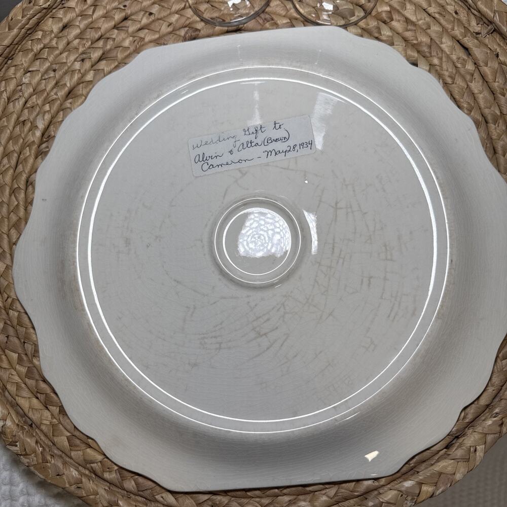 Harker Hotoven Chinawear Pottery Thatched Cottage Platter Cake Plate and Server - Picture 6 of 16